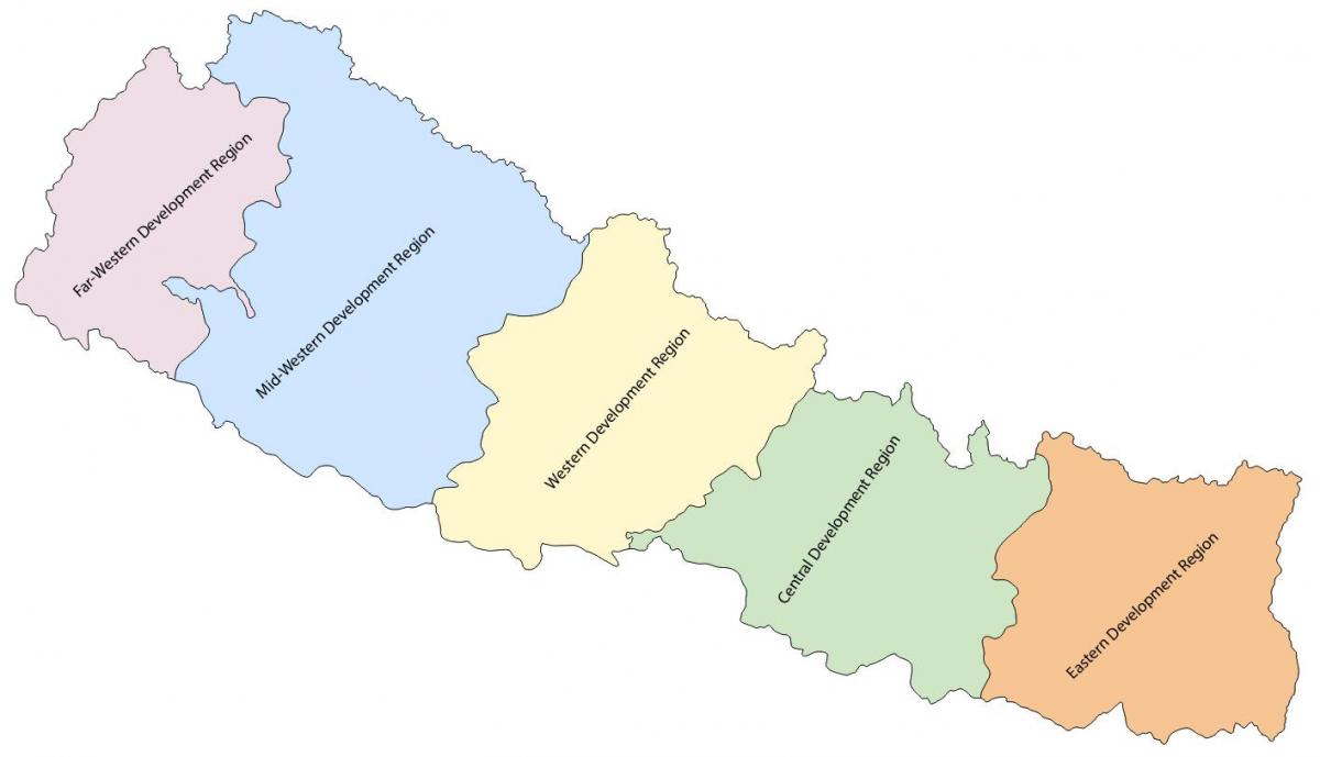 mappa del nepal con cinque l'area di sviluppo