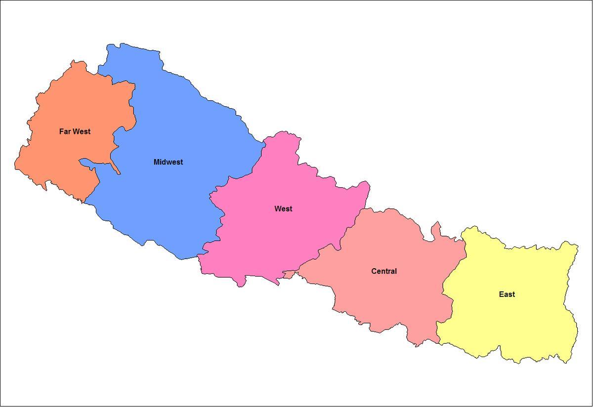mappa dell'est l'area di sviluppo del nepal