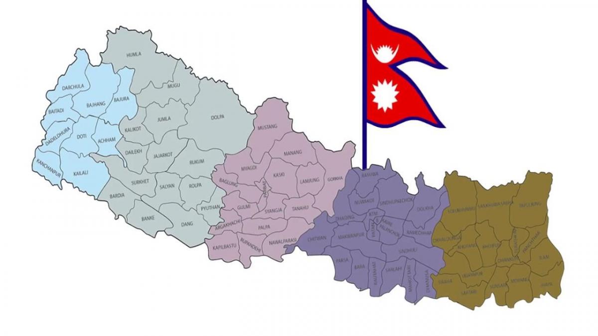 Mappa del nepal con bandiera