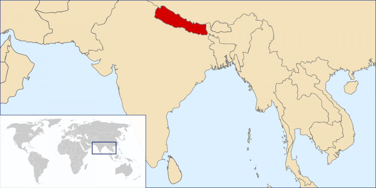 Mappa del nepal posizione nel mondo