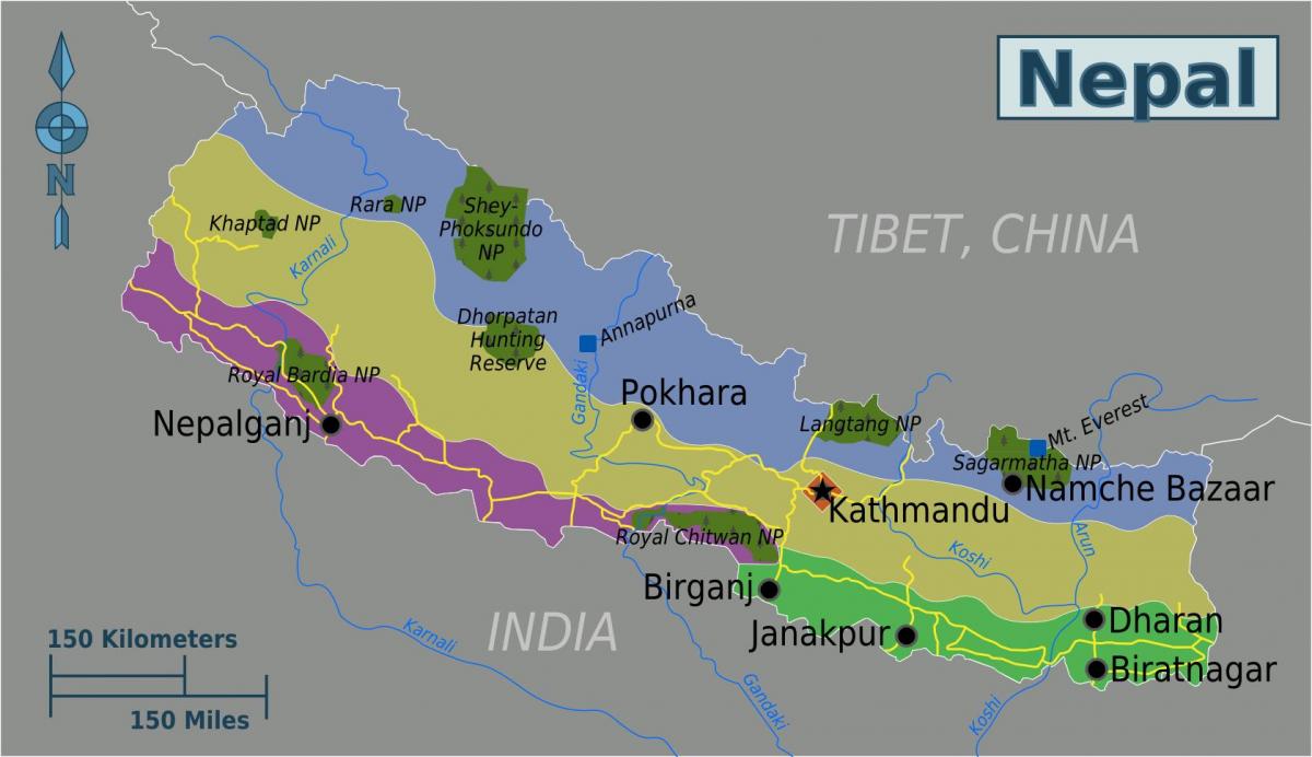 mappa geografica del nepal