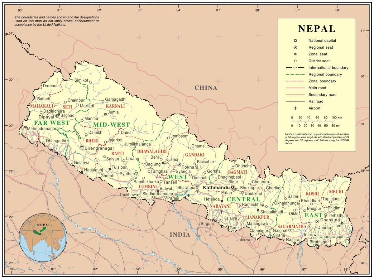 india nepal confine stradale mappa