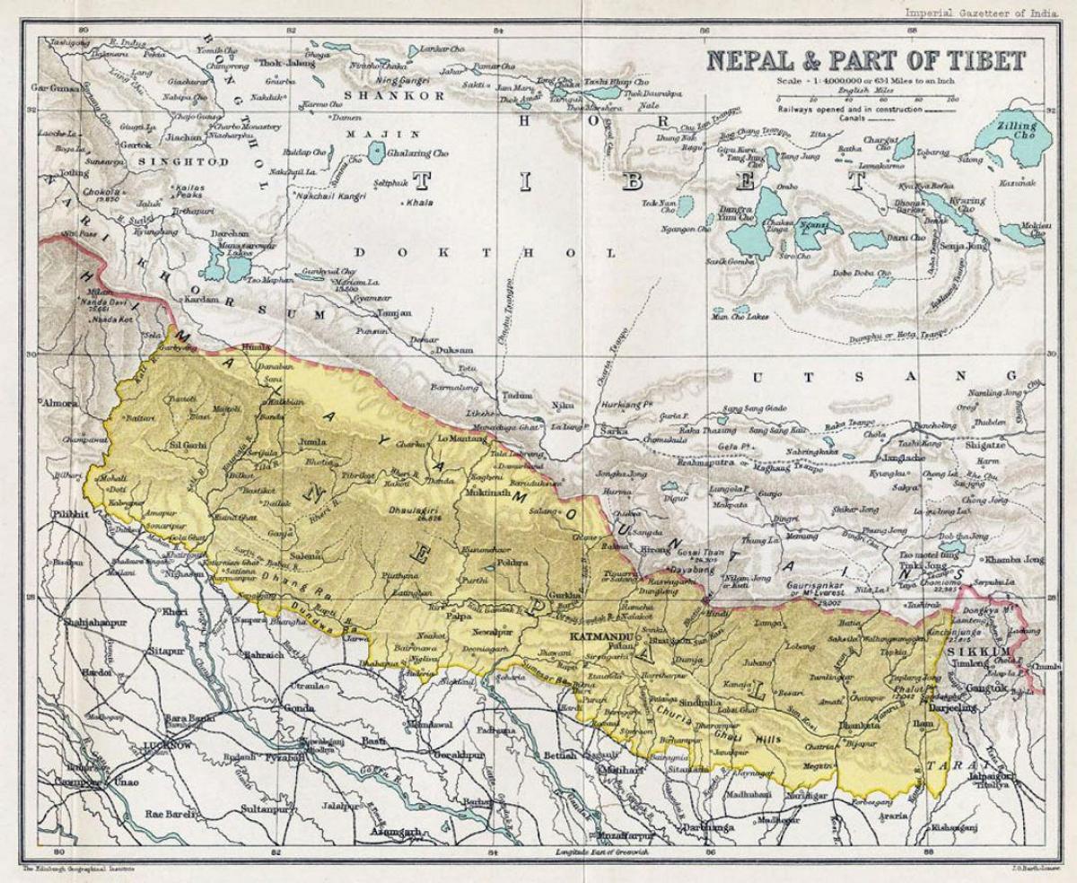 nepal mappa vecchia
