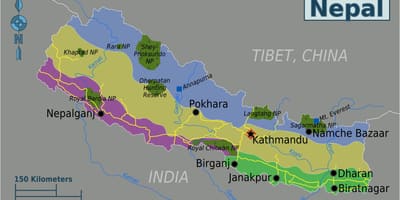 Il monte everest, nepal mappa