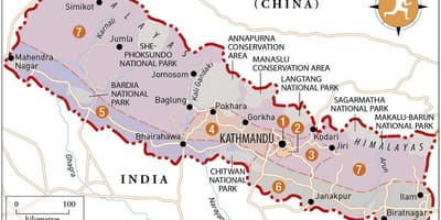 Mappa del nepal, con i templi