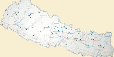 Mappa del nepal con laghi