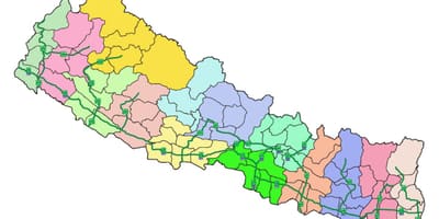Mappa del nepal con le principali autostrade
