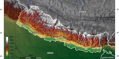 Mappa topografica del nepal