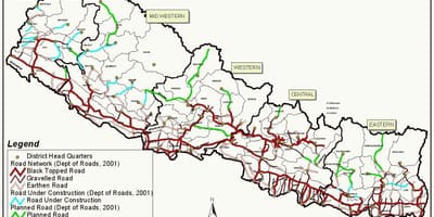 Mappa del nepal fast track road