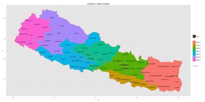 Mappa del nepal con sette stati