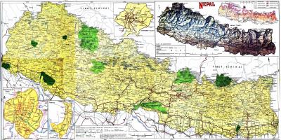 Mappa stradale di il nepal con la distanza