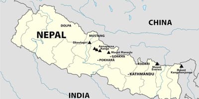 Mappa del nepal montagne